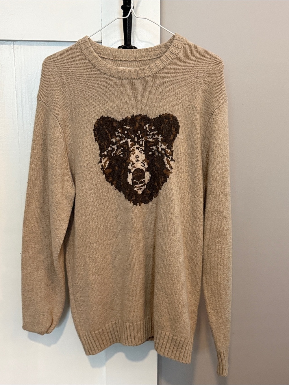 The Normal Brand Beige Crewneck Sweater with Bear Head 50
